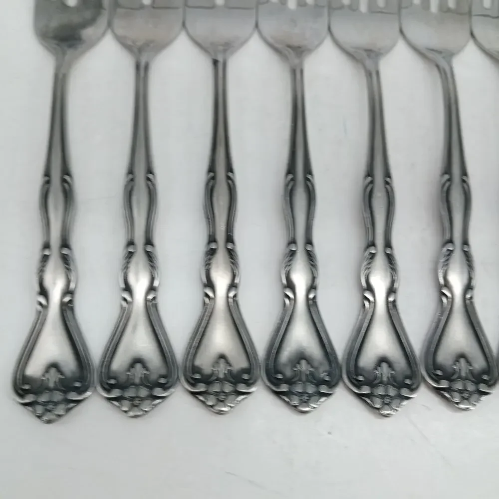 7X SF Vtg Noritake 18-8 Stainless Japan Sylvia Flatware Salad Forks Silverware